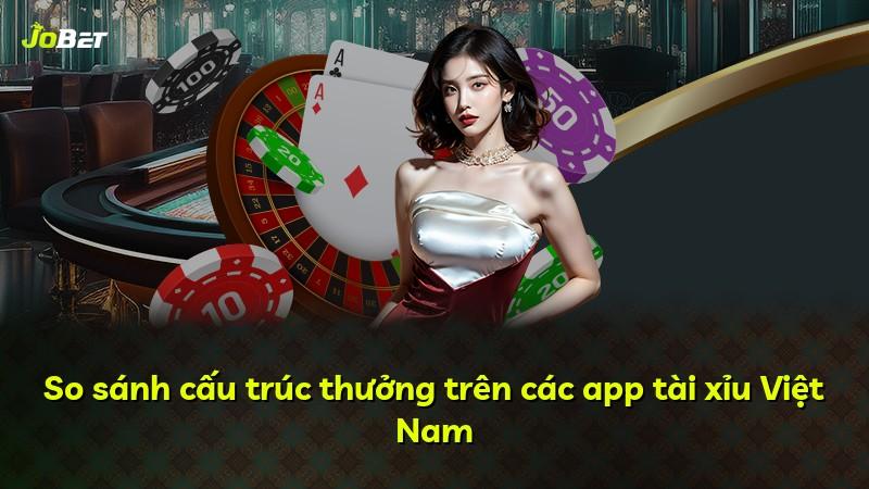 So sánh cấu trúc thưởng trên các app tài xỉu Việt Nam